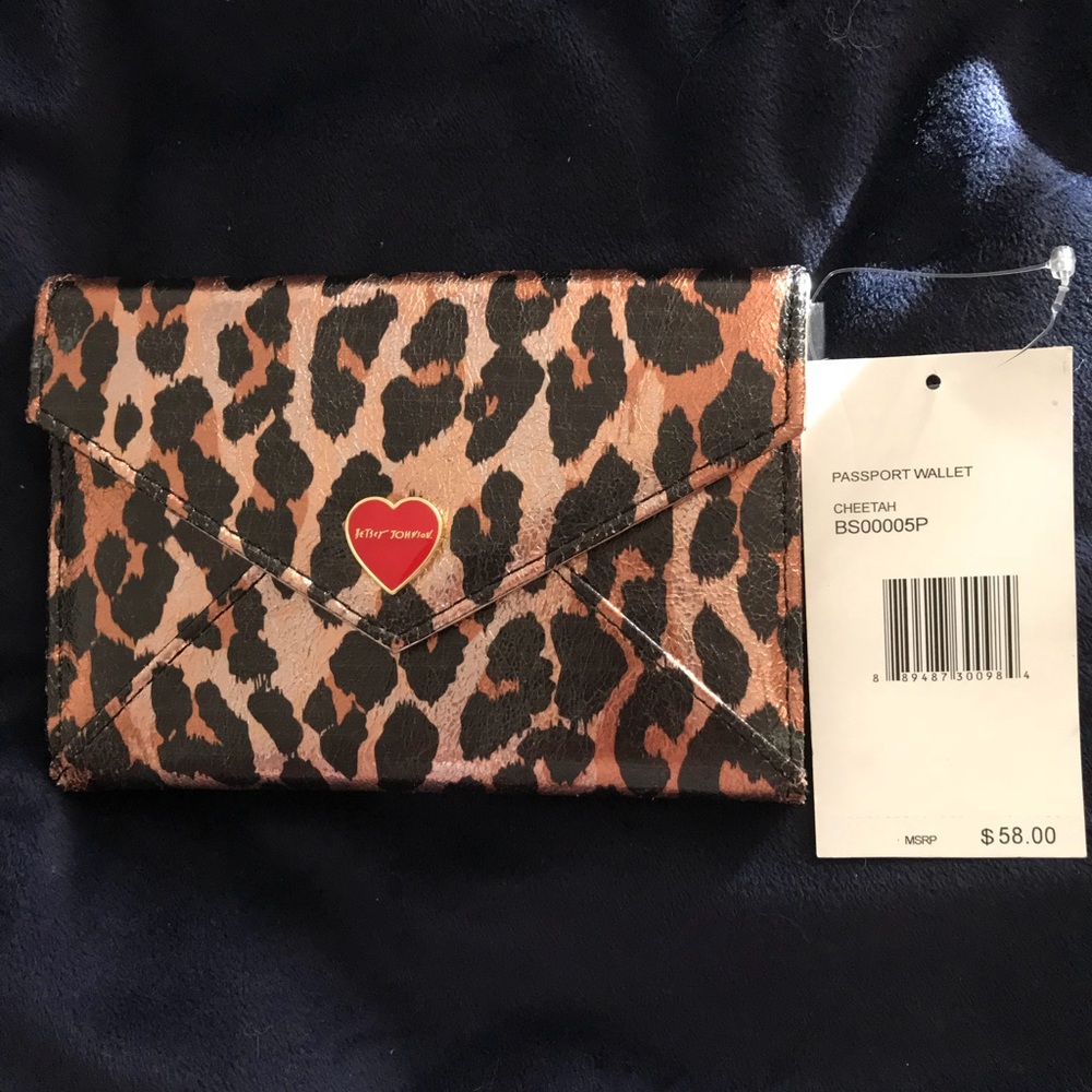 New Betsey Johnson Cheetah Passport Wallet